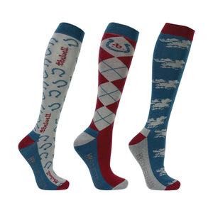 HY Equestrian Thelwell Collection Horse Shoe Socks (3 Pack)