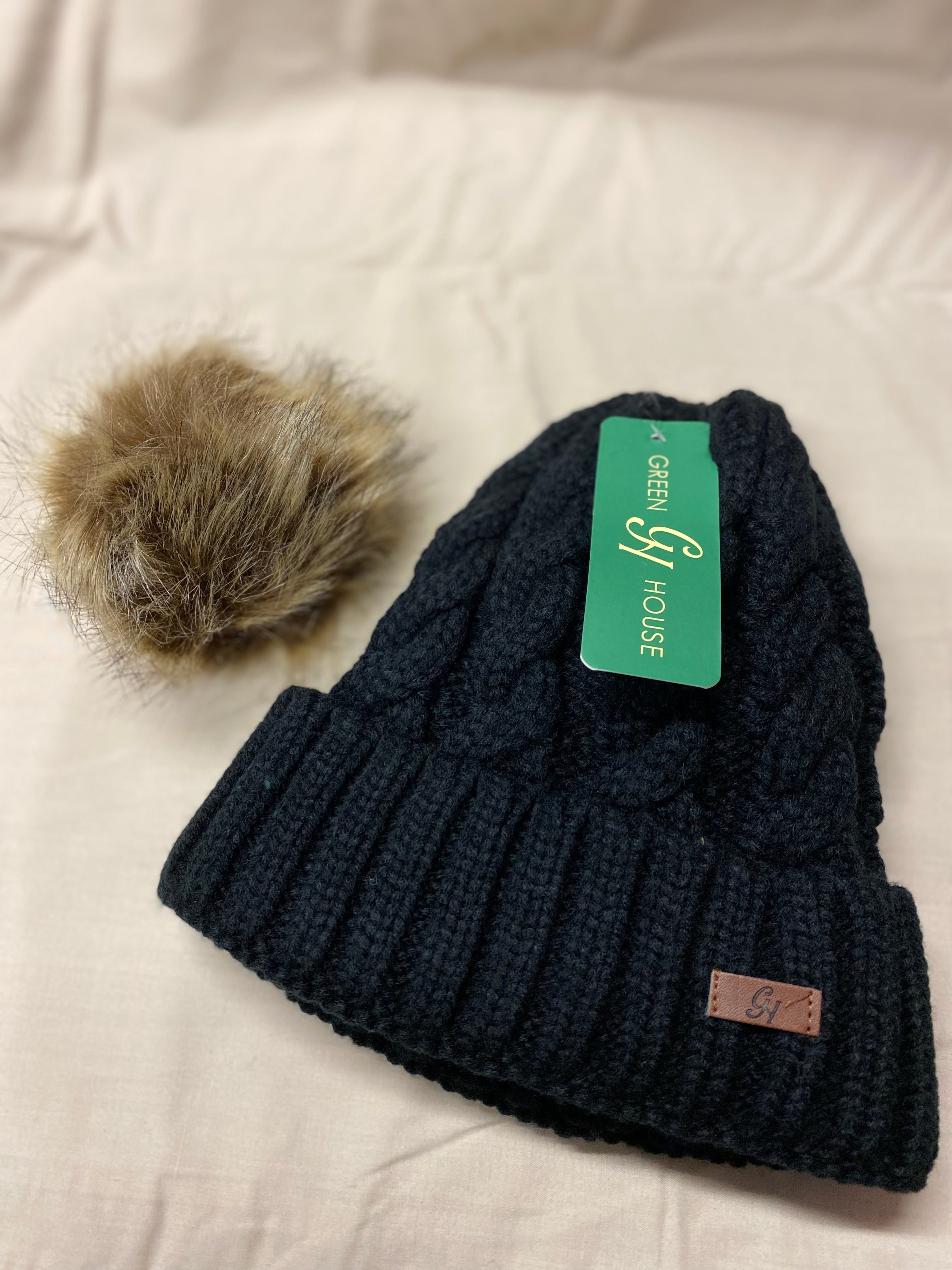 Green House Melrose Cable Knit Bobble Hat