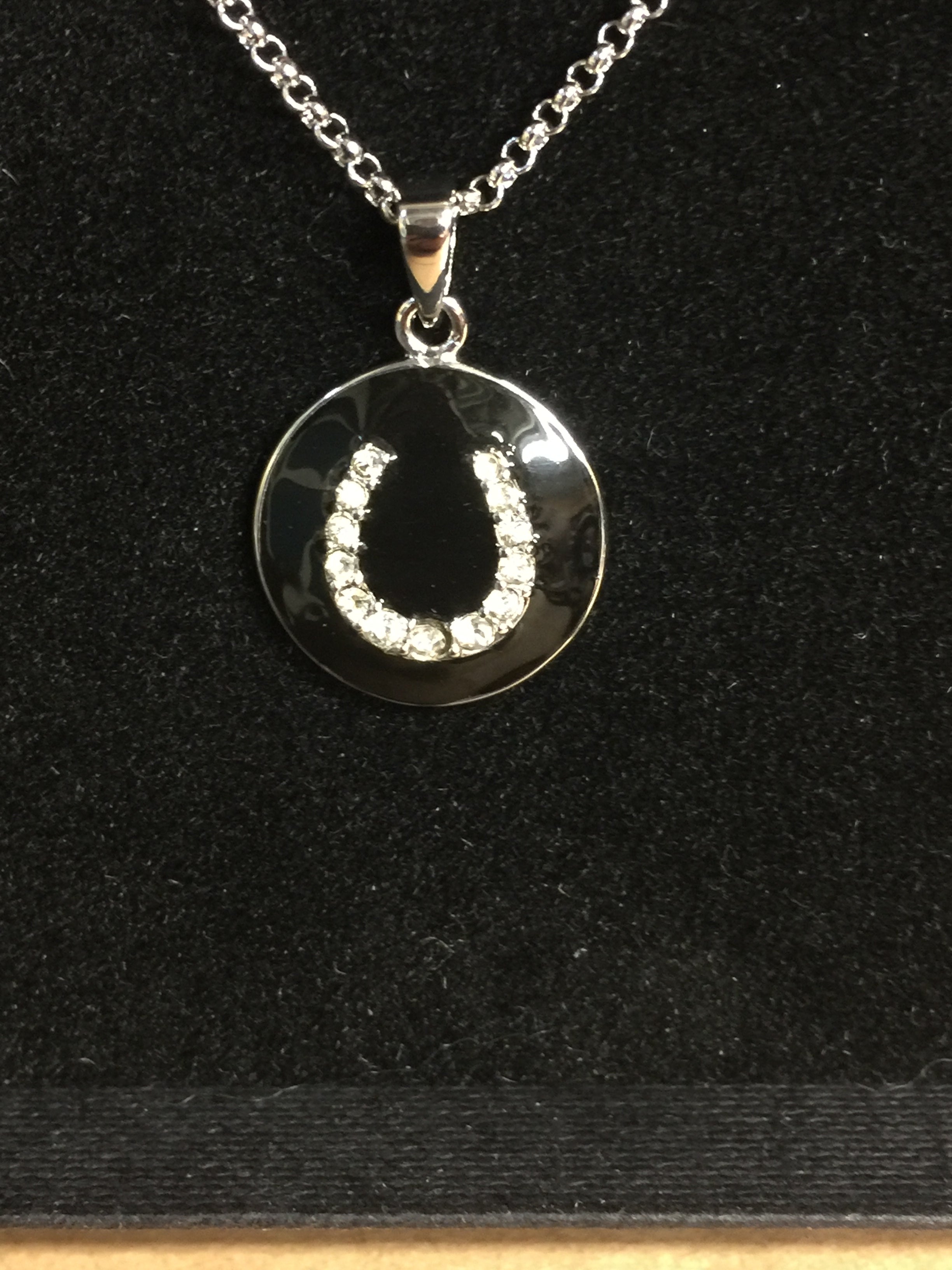 Enamelled Lucky Horseshoe Pendant & Chain