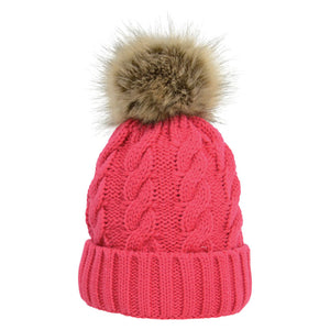 HY Fashion Melrose Cable Knit Bobble Hat