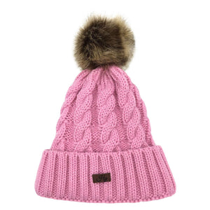 HY Fashion Melrose Cable Knit Bobble Hat